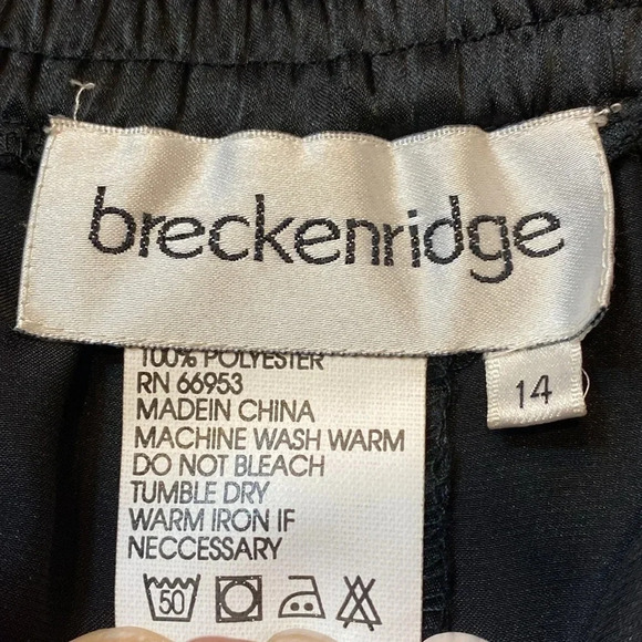 Vintage Breckenridge High Waisted Silky Polyester Black Pleated Front Pants - Picture 3 of 9